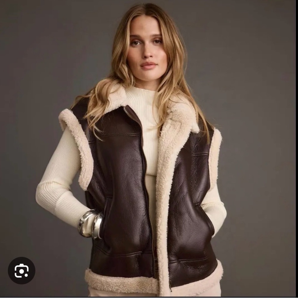 OFFLINE by Aerie Sherpa Lined Faux Leather Vest
